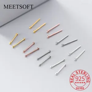 Stud Küpeler Meetsoft 999 STERLING Gümüş 2PAIR/LOT Yuvarlak Boncuklar Kadınlar İçin Kulak Çubukları Parti Güzel Takı Toptan Aksesuar Hediyesi