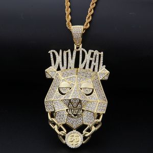 Iced Out Custom Bundeal Anhänger Halskette aus 14k Gelbgold Micro Pave Lab Iamond Hip Hop Herrenschmuck281p