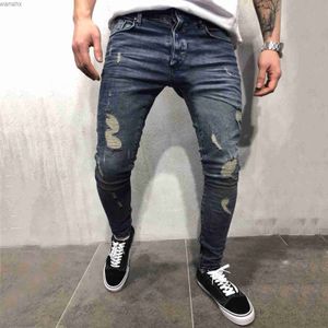 Dżinsy męskie dżinsowe spodnie dżinsowe swobodne sprawność i kulturystyka spodni kieszonkowa Pełna długość sporty dżinsowe 2404