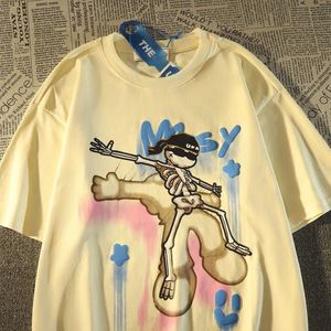Y2K American Retro Hip-Hop Cotton Short-Sleeved T-shirt för män och kvinnor på sommaren Löst minoritetsmärke Halvärmad skjorta 240315