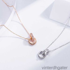 Top Luxury Fine Original 1to1 Designer Necklace for Women Double Ring Carter Necklace for Womens Light Luxury Design Designer High Quality Choker Necklace