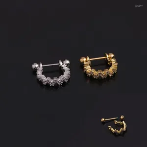 Stud Earrings 1 PCS Simple Micro Pave Zircon Ear Cartilage Bar Cuff Earring Cute Small Gold Color Circle Steel Jewelry