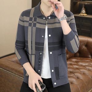 Men's Sweaters Fine Fashion Slim Handsome Letters Casual Pocket Cardigan British Style Korean Version Of The Trend All Men Loose