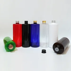 Butelki do przechowywania 14pcs 500 ml pusta czarna butelka zwierząt ze złotą srebrną aluminiową śrubą do śruby do prysznicowego szamponu do uzupełnienia opakowania kosmetycznego