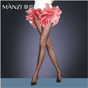 famous brandManzi 6119 ultra-thin 20D romantic Paris raindrop jacquard pantyhose for womens stockings