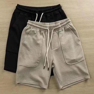 Shorts masculinos homens verão cintura elástica solta fina cordão bolsos manter resfriamento cor sólida respirável roupas de praia