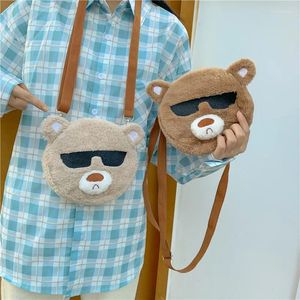 Shoulder Bags Plush Women's Crossbody Bag Cute Bear Soft Fluffy Fur Phone For Woman 2024 Small Female Handbag Winter Purse