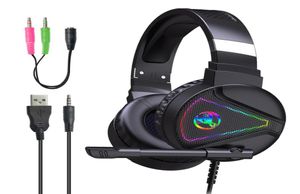 HXSJ Nytt USB -headset Wired Gaming Headset 71 med mikrofon RGB lysande PC -anteckningsbok lämplig för svart F163742936