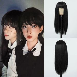Wigs Cosplay Tomie Asa Mitaka Wigs Long Black Straight Synthetic Natural Wigs for Women Daily Party with Bangs Heat Resistant Fiber