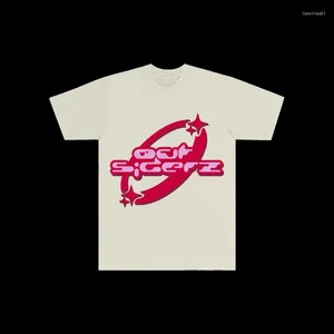 Mens T-skjortor T-shirt Hip-Hop-mönster tryckt kortärmad överdimensionerad topp för män och kvinnor Y2K Harajuku Fashion Punk Street