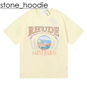 Rhude Hip Hop Streetwear Famous Designer Mens T Shirt Fashion Rhude Shirt Högkvalitativ kortärmad grafisk tryckt kläder Quick Dry Rhude Shirt Polo 3274