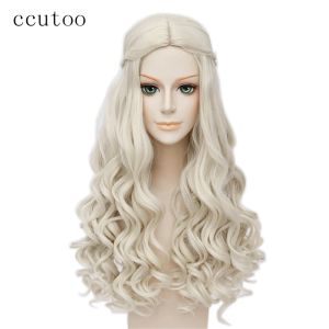 WIGS CCUTOO IN WOONDLAND IN WOONDLANDホワイトクイーンコスプレWIGブロンド波し長ブレードスタイルの合成髪の耐熱繊維