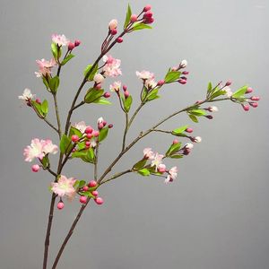 Decorative Flowers Artificial Draped Crabapple Fake Flower Cherry Blossom Ornaments Elegant Wedding Home Living Room Decoration