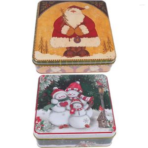 Storage Bottles 2 Pcs Cookie Tin Christmas Candy Containers Decor With Lid Jar Bathroom Decorations Supplies