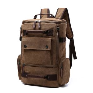 Męskie plecak vintage płócienne torby szkolne torby podróży o dużej pojemności Laptop High Qualit 240323