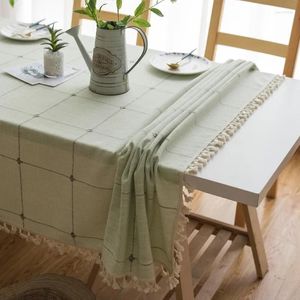 Toalha de mesa quadrada grade toalha de mesa nórdica fresca cor sólida arte borla mesa de chá jantar