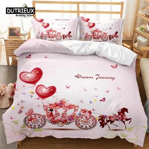 Sängkläder sätter flickor tonåring romantisk set kung paris eiffel torn täcke täcker mikrofiber brittisk stil kärlek hjärtat tecknad tröskel