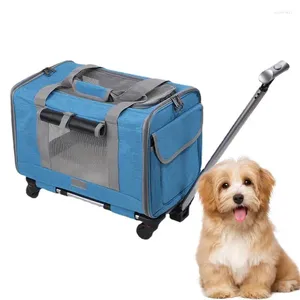 Dog Carrier Small And Cat With Wheels Pet Travel Bag Safety Zippers Soft Rolling Airline