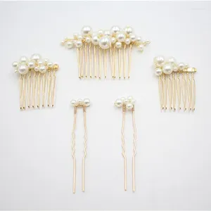 Headpieces 5 PCSt Simulated Pearl Hair Pins Clips And Comb For Women Flowers Combs Wedding Bridal Party Jewelry Gift