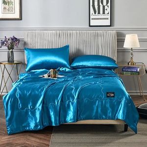 Luxury Summer Satin Silk Rapter Hunter Quilt Duvet Washing Ice Silk Silk Condizionamento trapunta Copertina 240401 240401