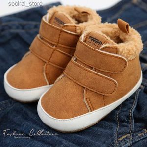 Första vandrare första vandrare babyskor pojke flicka vinter varm spädbarn snö stövlar fleece mjuk botten sko födda inomhus sneakers småbarn 231122 l240402