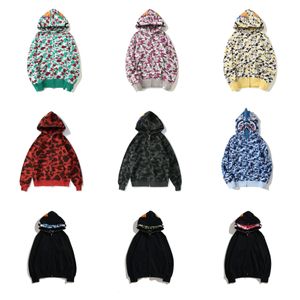 Shark Hoodie Tech Polar Hoodie Erkekler Tasarımcı Hoody Pullover Pamuk Mektup Uzun Kollu Sokak Giyim Fermuar Up Hoodies Kadın Tasarımcı Ceket Kamuflaj Siyah Hoodie