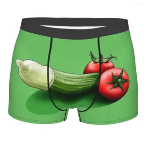 Mutande Cibo Porno Cetriolo Design divertente Mutandine di cotone Intimo da uomo Pantaloncini stampati Boxer