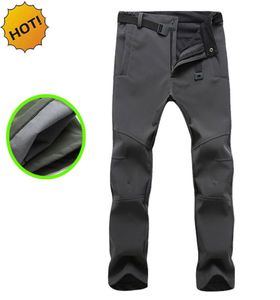 2017 Outdoor Winter Thicken Polar Fleece Thelmal Slim Fit Soft Shell Camo Tactical Waterproof Warm Pants Cargo Men Solid Trous904870