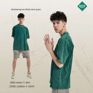 Roupas masculinas ARTIE |2024 primavera/verão novo produto agitar frito neve cera tingido lavagem alta rua na moda marca manga curta camiseta 102 a bing