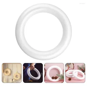 Decorative Flowers 6pcs 10/20/25cm White Round Polystyrene Foam Wreath Ring Unfinished DIY Painting Blank Circle Garland Wedding Party