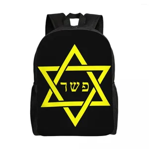 Backpack Yellow Star of David Travel Women Men School Laptop Bookbag Flag Israel College Student Torby