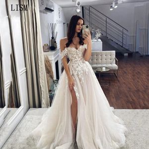 Lism squisito innamorato della sposa si abita da spalla applicato da sposa da sposa ad alta fessura laterale abita formale de 240329