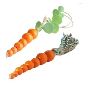 Decorazione per feste Decorazioni per carote pasquali 6 pezzi Perline di legno Ornamento Ghirlanda fai-da-te Pendenti pendenti Stringa Felice per parte
