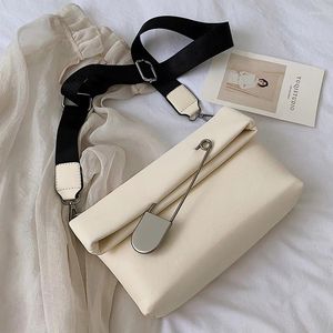 Bag Luxury Women Crossbody Pin Soft Leather Fold Flap Satchel Solid Color Shoulder Märke handväskor för messenger väskor