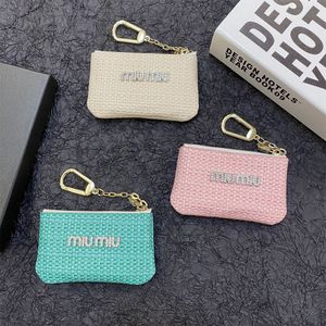 Designer Mius Letter Keychain Brand Key Bag Light Luxury Weaving Texture Zero Plånbok Dragkort Kort Bag Storage Universal Keychain Wallet