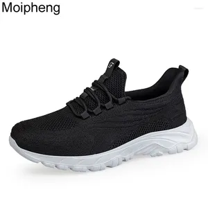 Sapatos casuais moipheng para mulheres correndo apartamentos malha respirável esportes homens leve plataforma de caminhada tênis unisex