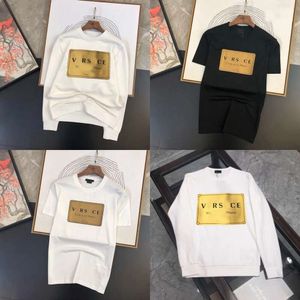 Summer Mens Tees Shirts Fashion Black White Short Sleeve Letter Block Printed Crew Neck Casual T-Shirt For Couples