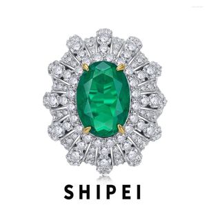 Кольца-кластеры SHIPEI, винтажное стерлинговое серебро 925 пробы, овальное кольцо 10 14 мм, изумрудно-белый сапфир, драгоценный камень, ювелирные изделия, обручальное кольцо для женщин, подарки