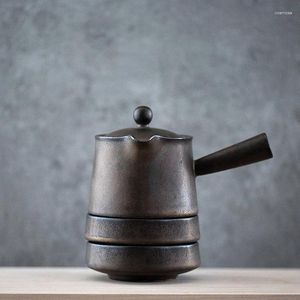 Zestawy herbaveware luwu ceramiczne czajniki z 2 filiżankami brązu przenośne naczynia z tą podróżą