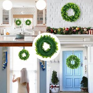 Dekorativa blommor Small Boxwood Wreath Green With Fruits Centerpiece Home Wall Window Wedding Chile Decor 2 Pack Memorial Day