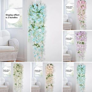 Decorative Flowers Artificial Cherry Blossom Hanging Rattan Garland Fake Silk Wall Decoration For Home Office Wedding Party