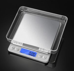 2PCS 주방 규모 보석 정밀도 계량 규모 미니 LCD 주방 균형 무게 척도 001G 500G 1000G 2000G 3000G2114131