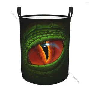 Laundry Bags Bathroom Basket Green Dragon Eye Painting Folding Dirty Clothes Hamper Bag Home Storage