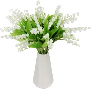 Dekorativa blommor 12st Lily of the Valley Artificial White Orchid Wedding Holding Bouquet Home Garden Party