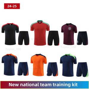 2024-2025 National Team Englands Italys Brazils Portugals 24/24 Mbappe Haaland kortärmad fotbollsträning enhetlig träningssats för vuxna och barn