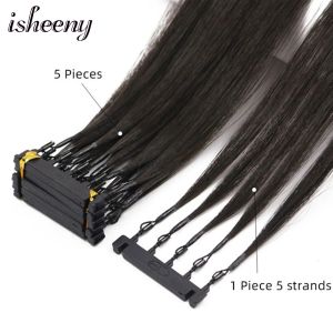 エクステンションISHEENY 4060cm 6d 2nd Generation Extensions Human Hair 10pcs/set Invisible Micro Beads Hairリアルナチュラルヘア50ストランド