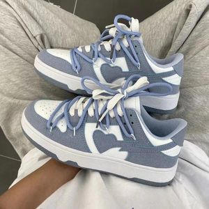 Casual Shoes Summer Spring Style Sneakers Girly Heart Fashion Blue Casuals Lovers Par Trend Lace-Up White Women