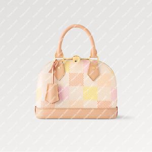 hot new Alm a BB N40516 shell Peach Double zip closure Printed flat inside pocket Padlock Key bell fresh feel four different pastel shades shoulder cross-body carry top