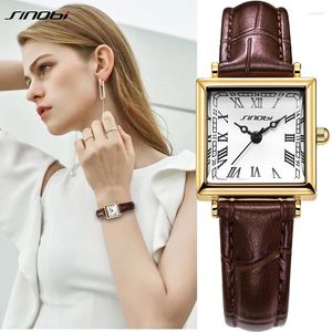 손목 워치 Sinobi Top Luxury Women 's Quartz 시계 패션 디자인 여성 우아한 스퀘어 케이스 HM 선물 시계 여성 시계