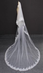 Bridal Veils spetskatedral 2 lager bröllopslöja 3 meter 2t täck ansikte med kamblusher tillbehör7134184